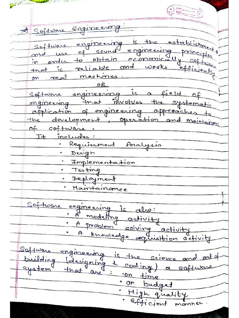 Software Engineering Notes | PDF
