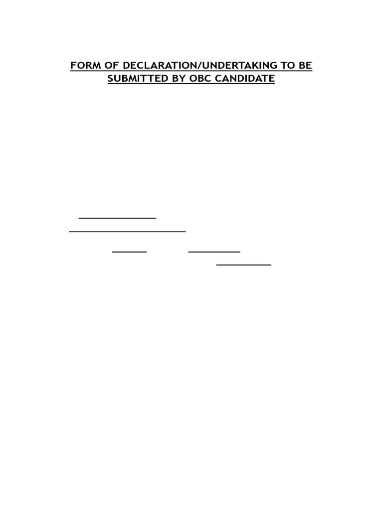 OBC Candidate Declaration Form | PDF