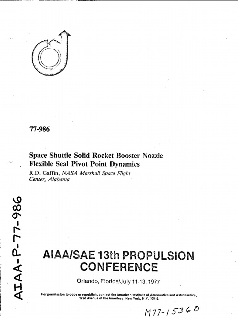 Gaffin - 1977 - Space Shuttle Solid Rocket Booster Nozzle Flexible Seal ...