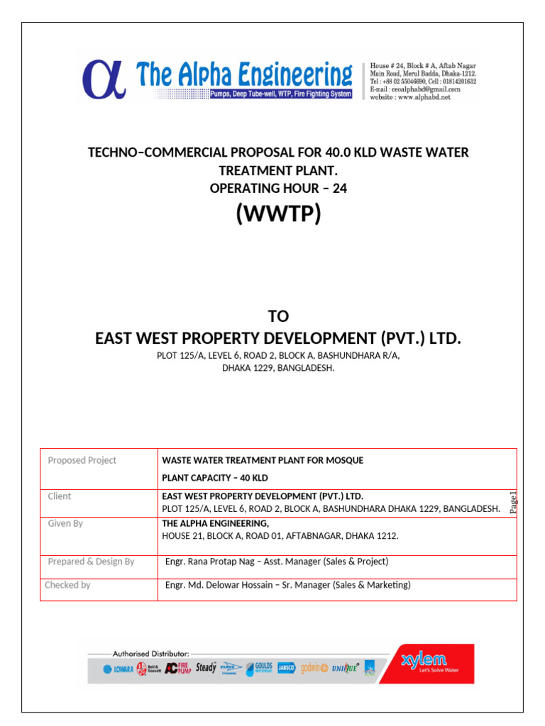 40 KLD Waste Water Treatment Proposal | PDF | Sewage Treatment | Sewage