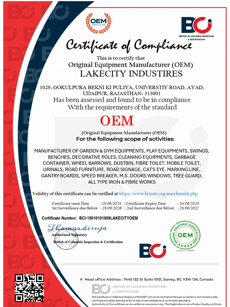 OEM Compliance Certificate for Lakecity | PDF