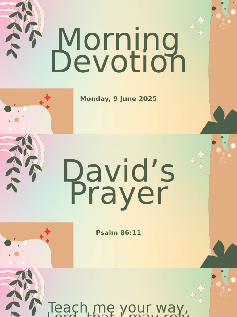 Morning Devotion 9-13 June | PDF | Psalms | David