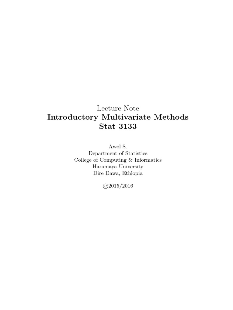 Intro to Multivariate Methods in Statistics | PDF | Eigenvalues And ...