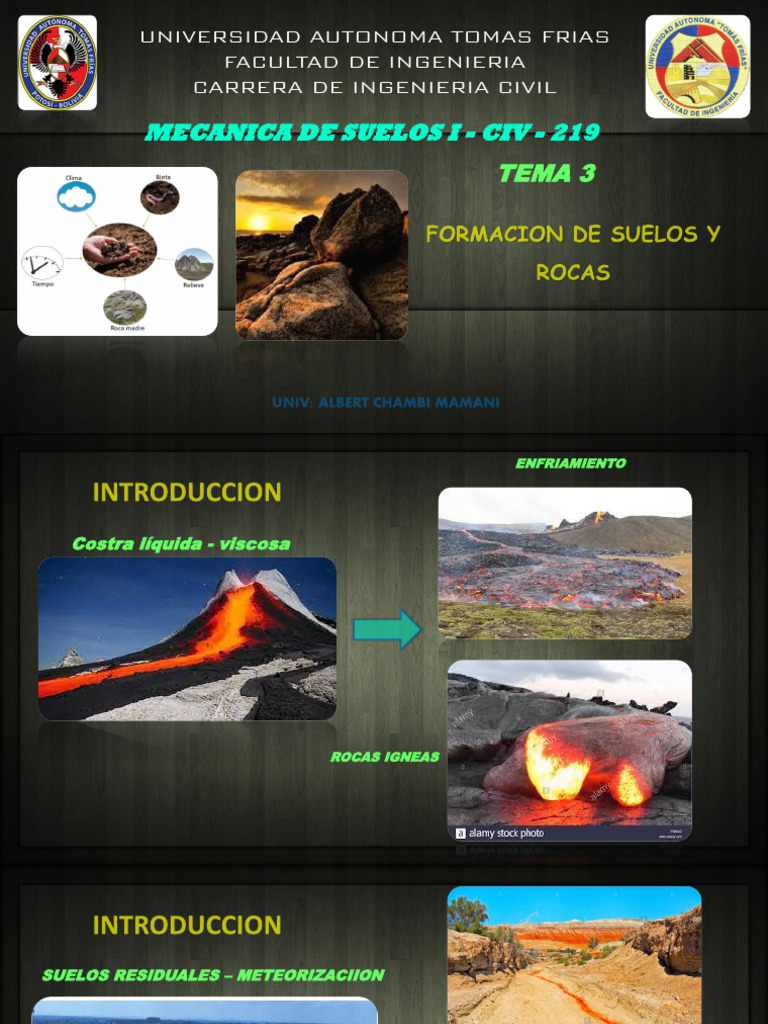 Formación y Tipos de Suelos y Rocas | PDF | Roca (geología) | Magma