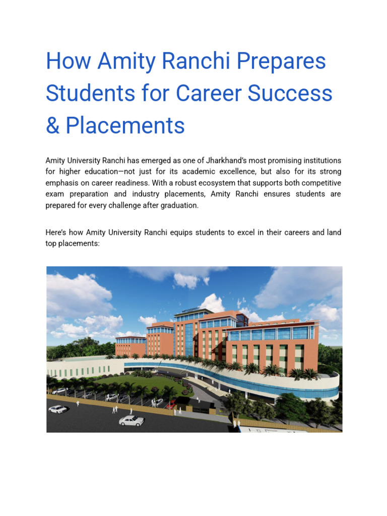 Amity Ranchi: Career Success & Placements | PDF | Curriculum | Learning