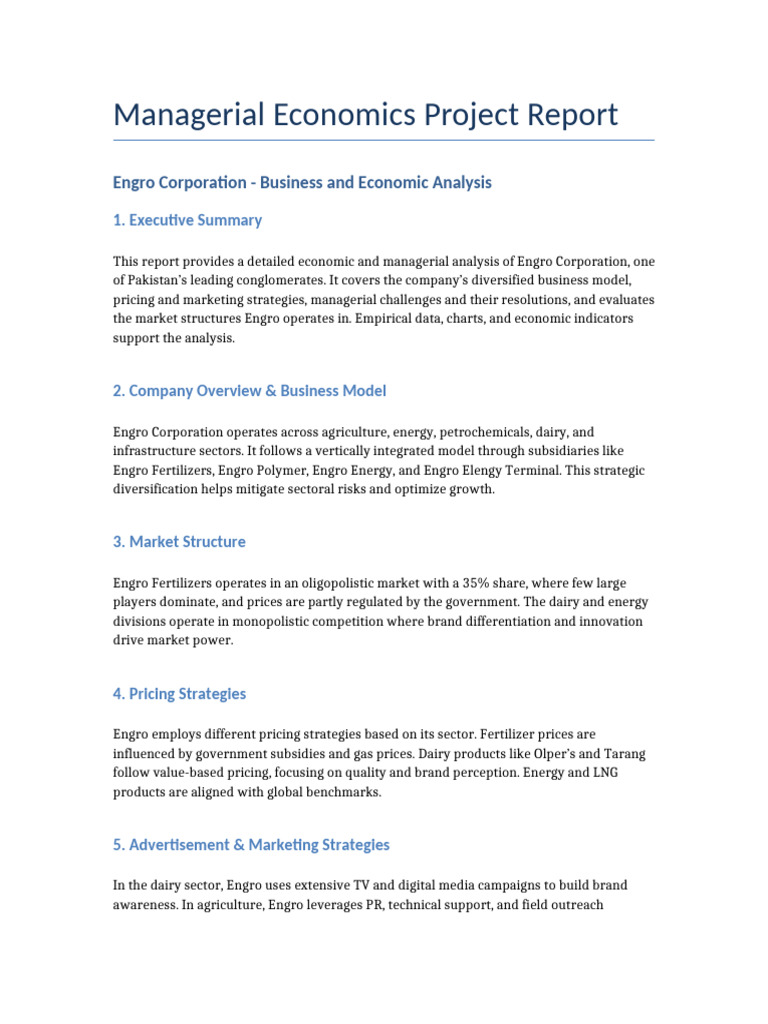 Engro Corporation Economic Analysis Report | PDF | Marketing | Market ...