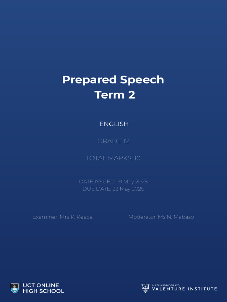 Grade 12 Prepared Speech Guidelines | PDF | Experience | Knowledge