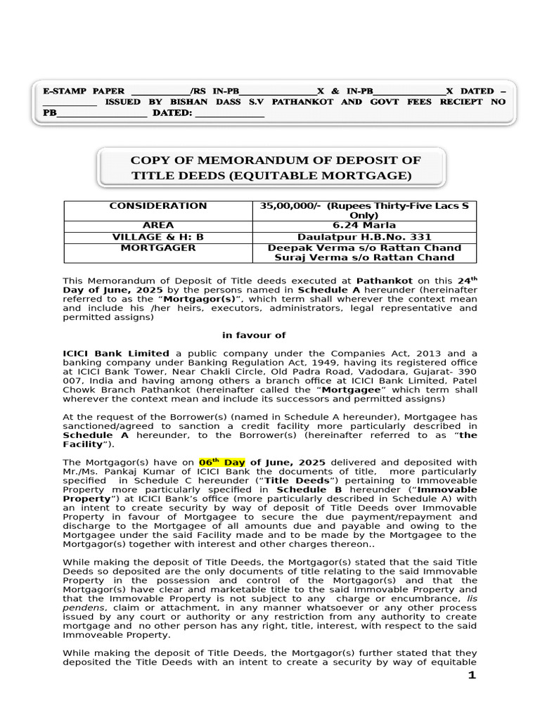 Deepak Verma - Fresh Lap - Modt | PDF | Mortgage Law | Liability ...