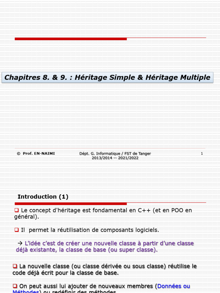 Héritage en C++ : Simple et Multiple | PDF | C ++ | Programmation ...