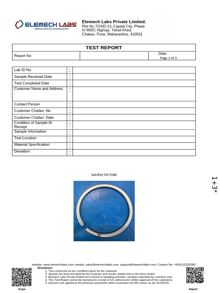 Elemech Labs Test Report Overview | PDF | Mechanical Engineering ...
