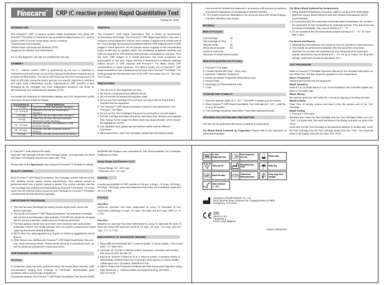 Finecare™ CRP Rapid Test Overview | PDF | C Reactive Protein | Blood Plasma