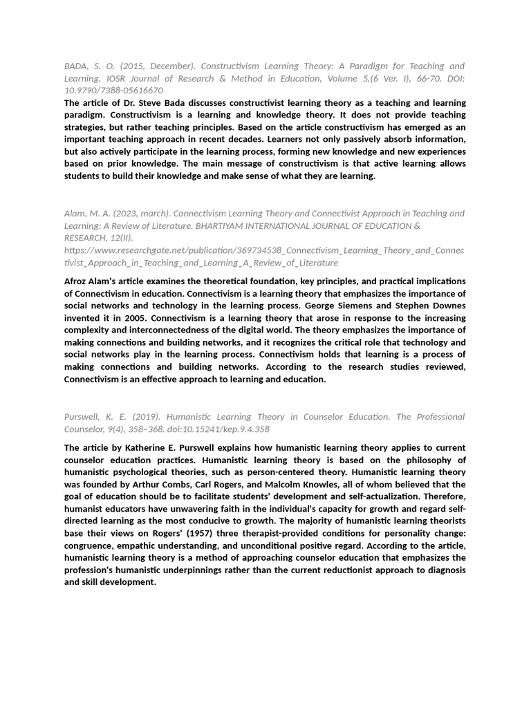 Constructivism in Teaching Paradigms | PDF | Humanistic Psychology ...