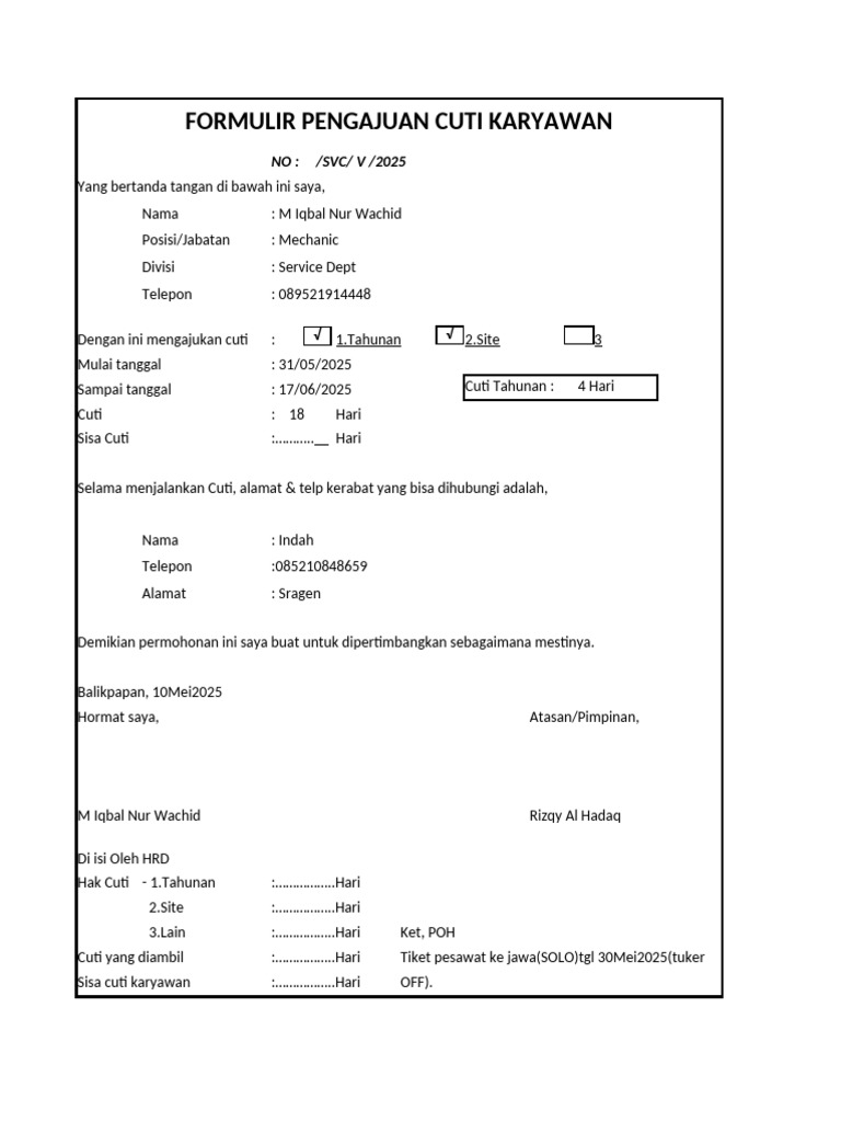 Form Cuti | PDF