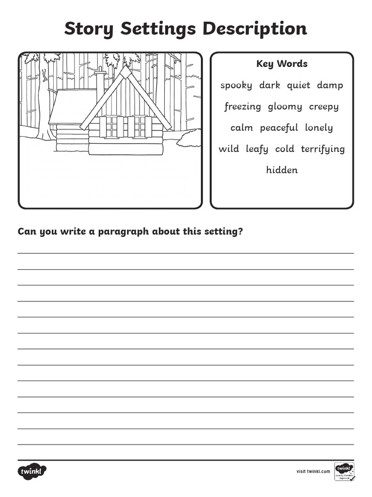 Story Settings Description Writing Frames Eco Black and White Ver 1 | PDF