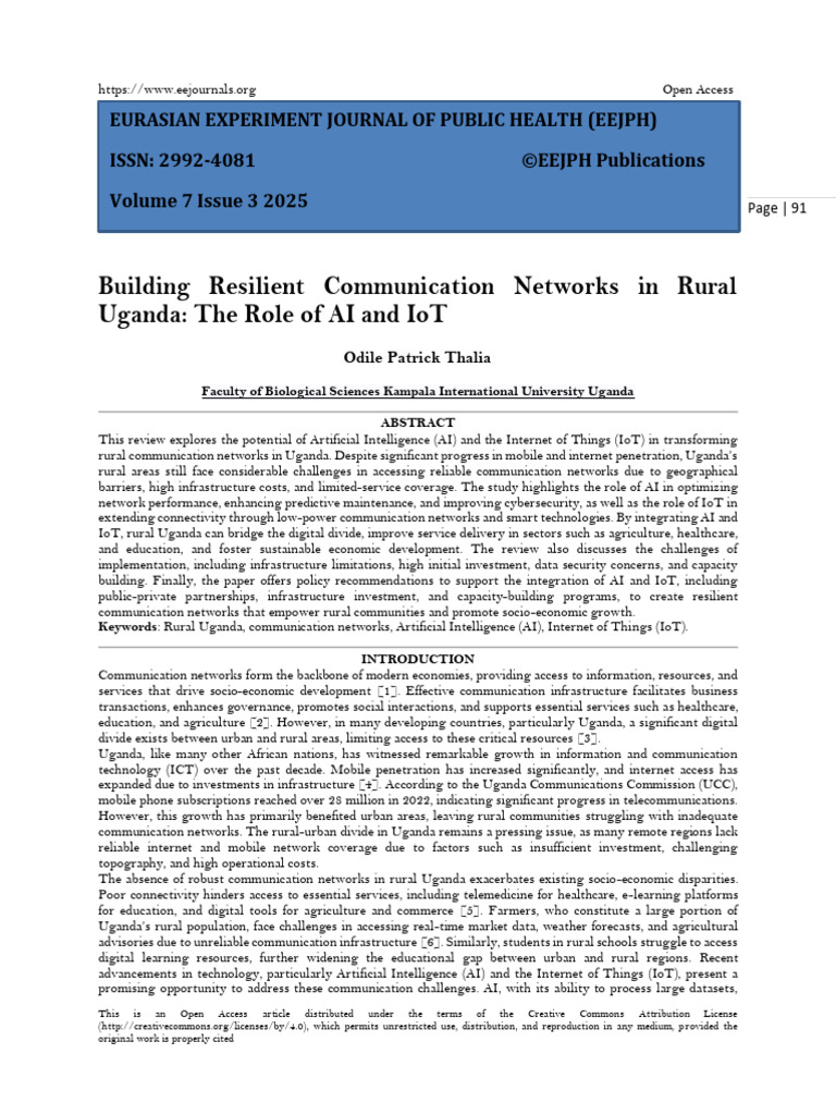 AI and IoT for Rural Uganda Networks | PDF | Internet Of Things ...