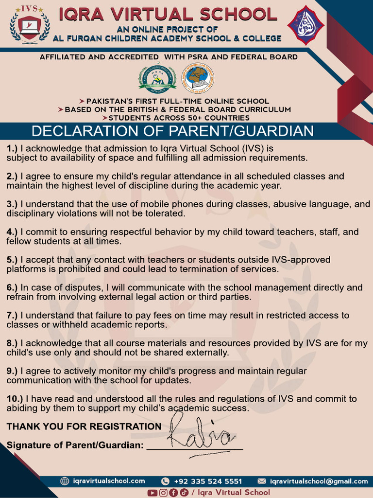Declaration of Parent Guardianf Illed | PDF