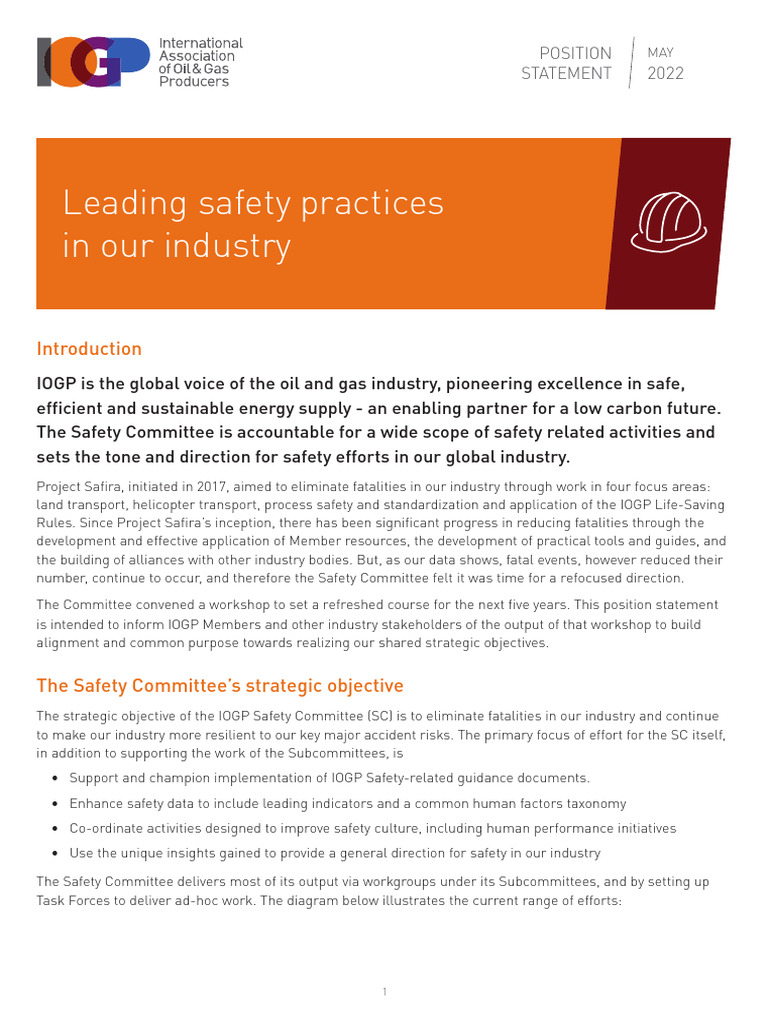 Safety Practices in Oil & Gas Industry | PDF | Safety | Transport