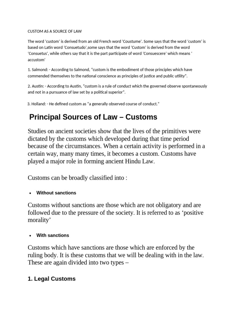 Understanding Custom as Law Source | PDF | Public Policy Doctrine ...