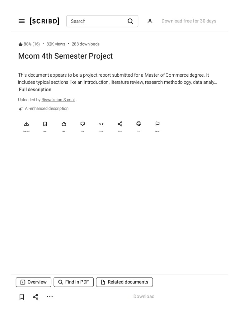 M.Com 4th Semester Project Report | PDF | Scribd | Digital Marketing