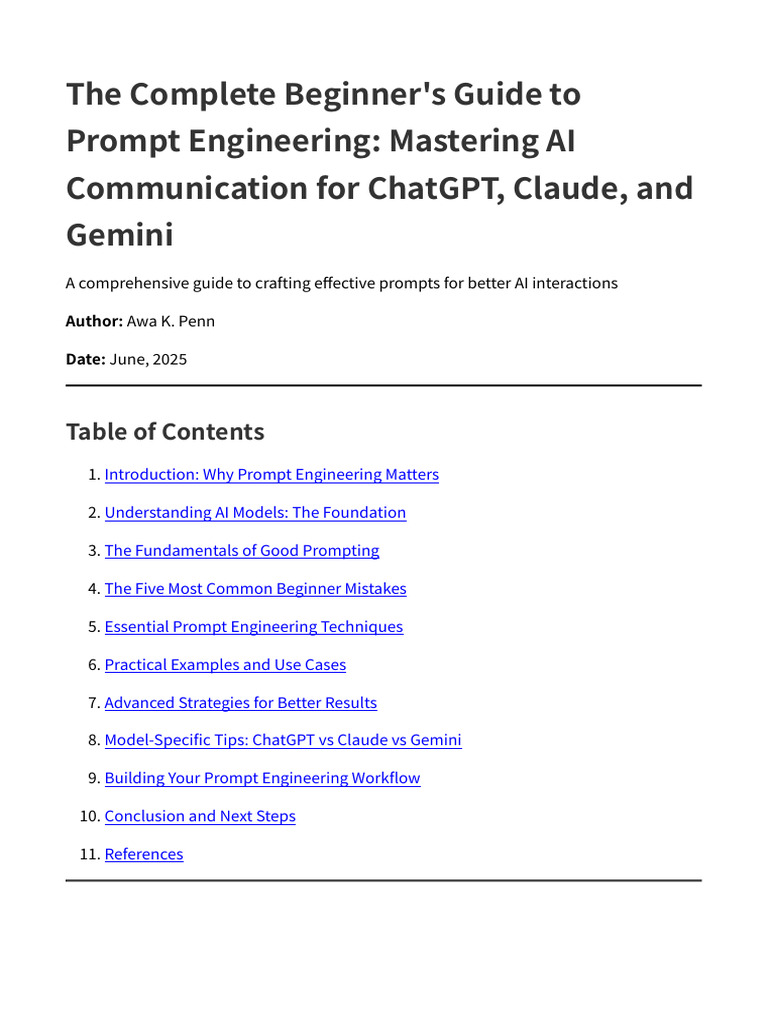 Mastering Prompt Engineering for AI | PDF | Artificial Intelligence ...