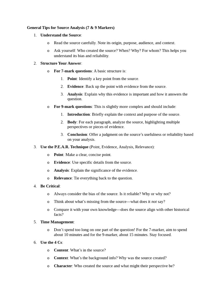 Source Analysis Tips for 7 & 9 Markers | PDF | Knowledge | Bias