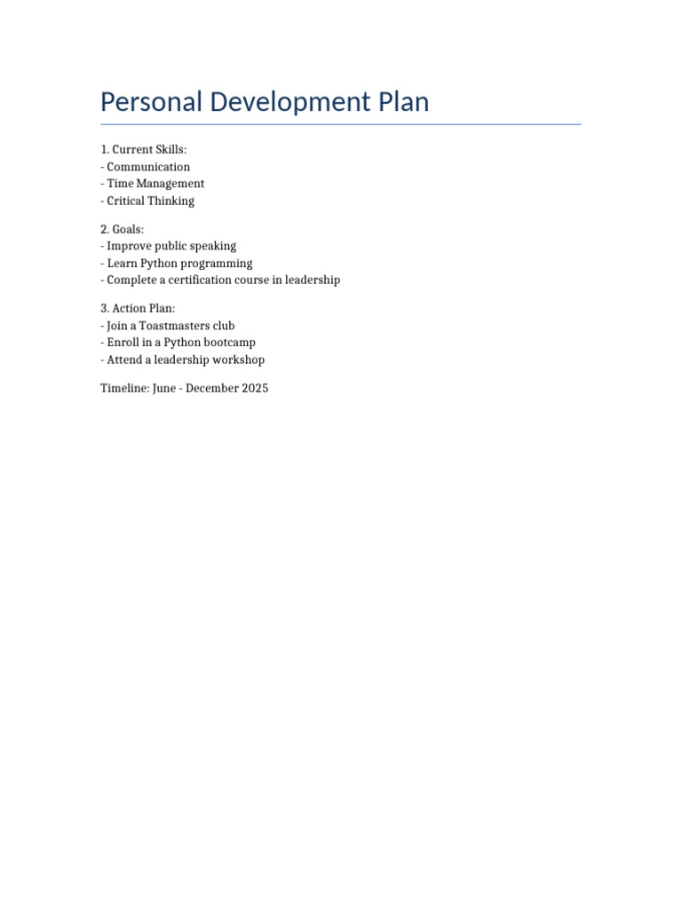 Personal Development Template | PDF