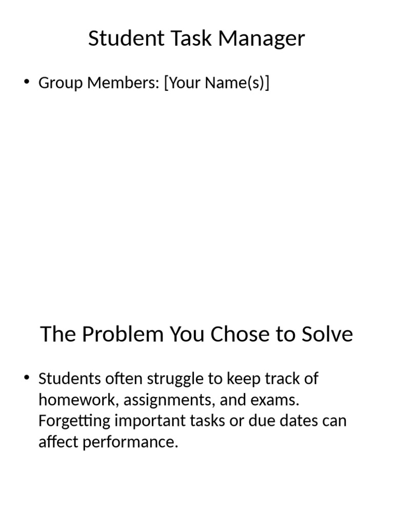 Student Task Manager Presentation | PDF