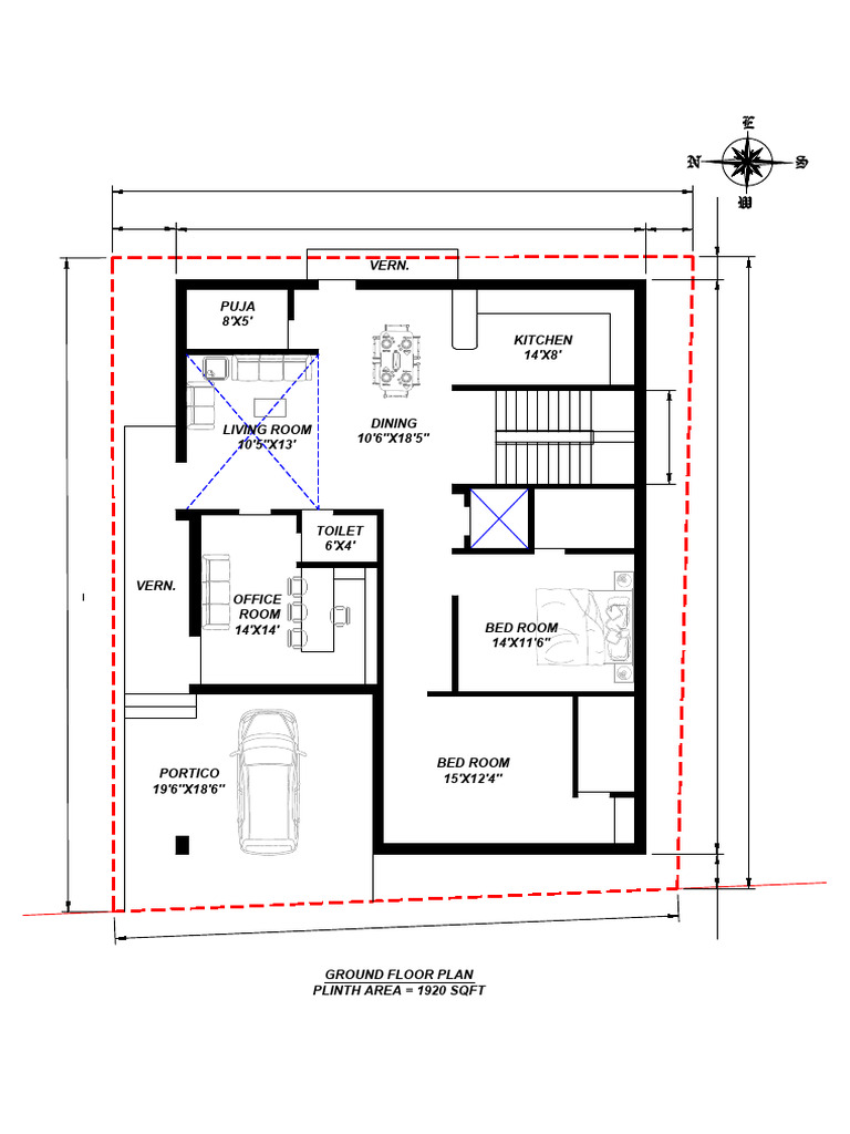Ground Floor Plan with Room Dimensions | PDF