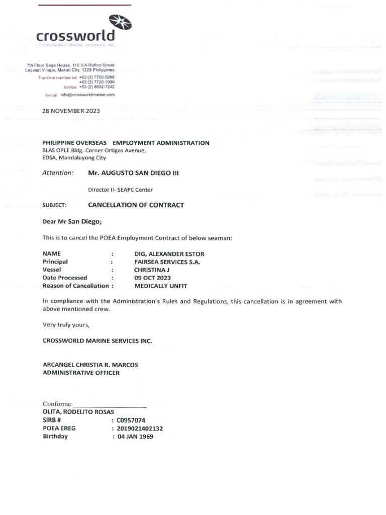 Dig Cancellation Letter 1 | PDF