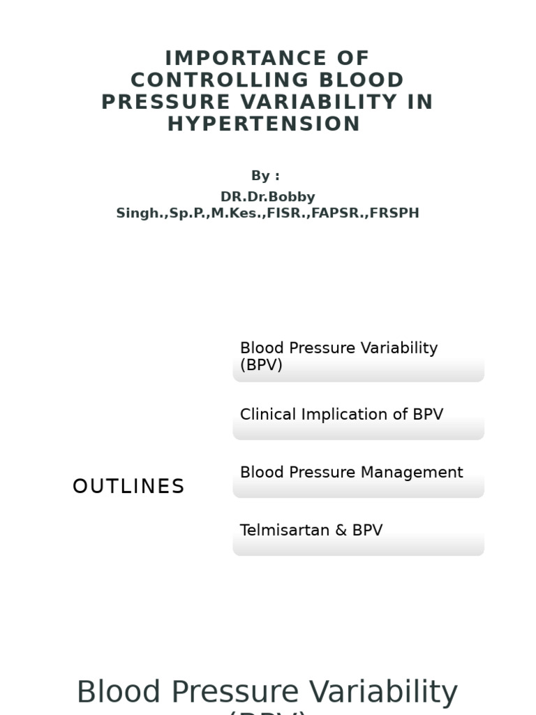 Managing Blood Pressure Variability in Hypertension | PDF ...