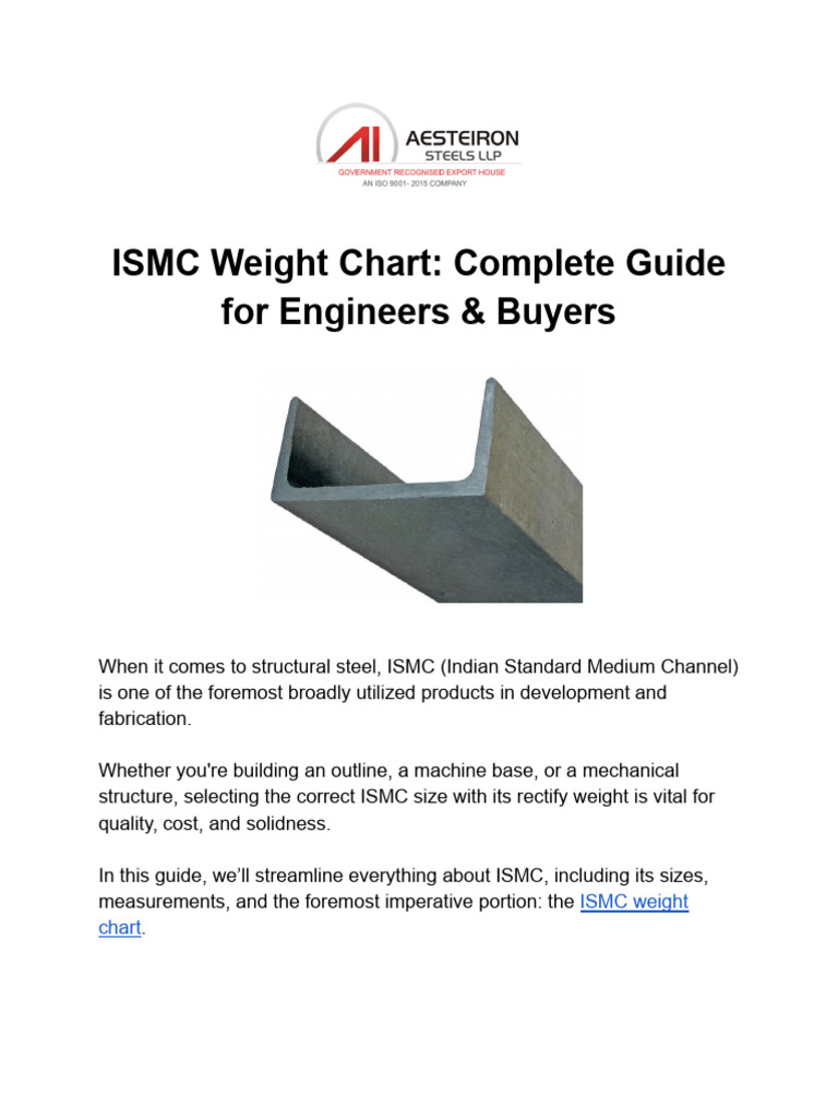 ISMC Weight Chart for Structural Steel | PDF | Mechanical Engineering