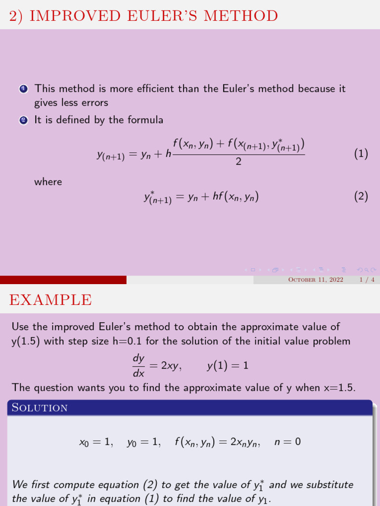 Improved Euler's Method Explained | PDF | Differential Calculus ...