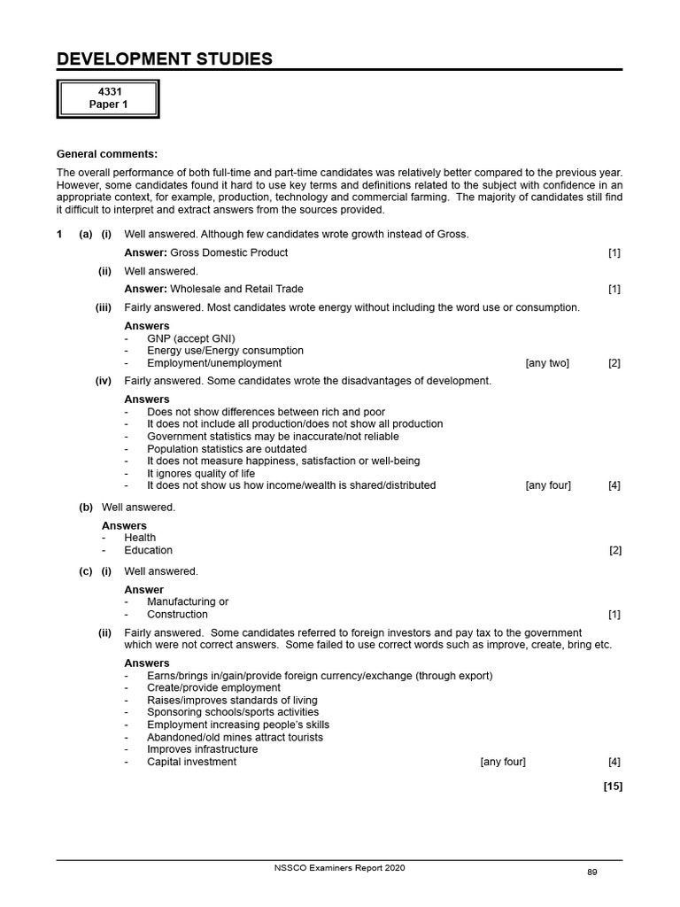 DVS 2020 - Examiners Report | PDF | Agriculture | Demand