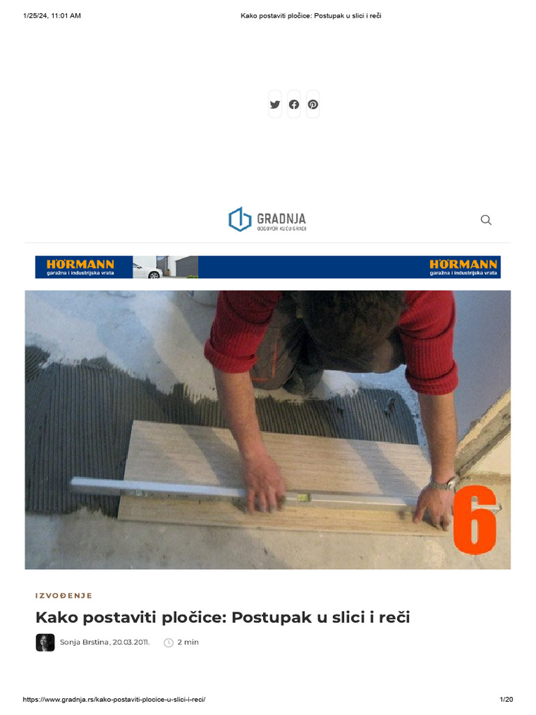 Kako Postaviti Pločice - Postupak U Slici I Reči | PDF
