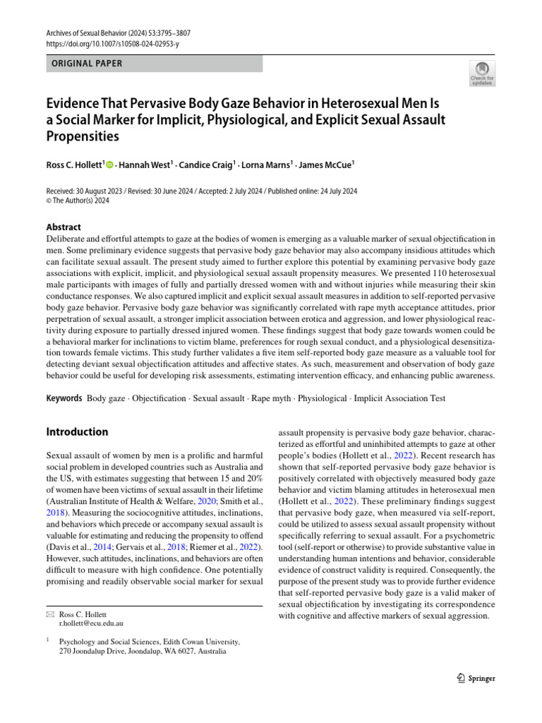 Pervasive Body Gaze Behavior in Heterosexual Men | PDF | Attitude ...