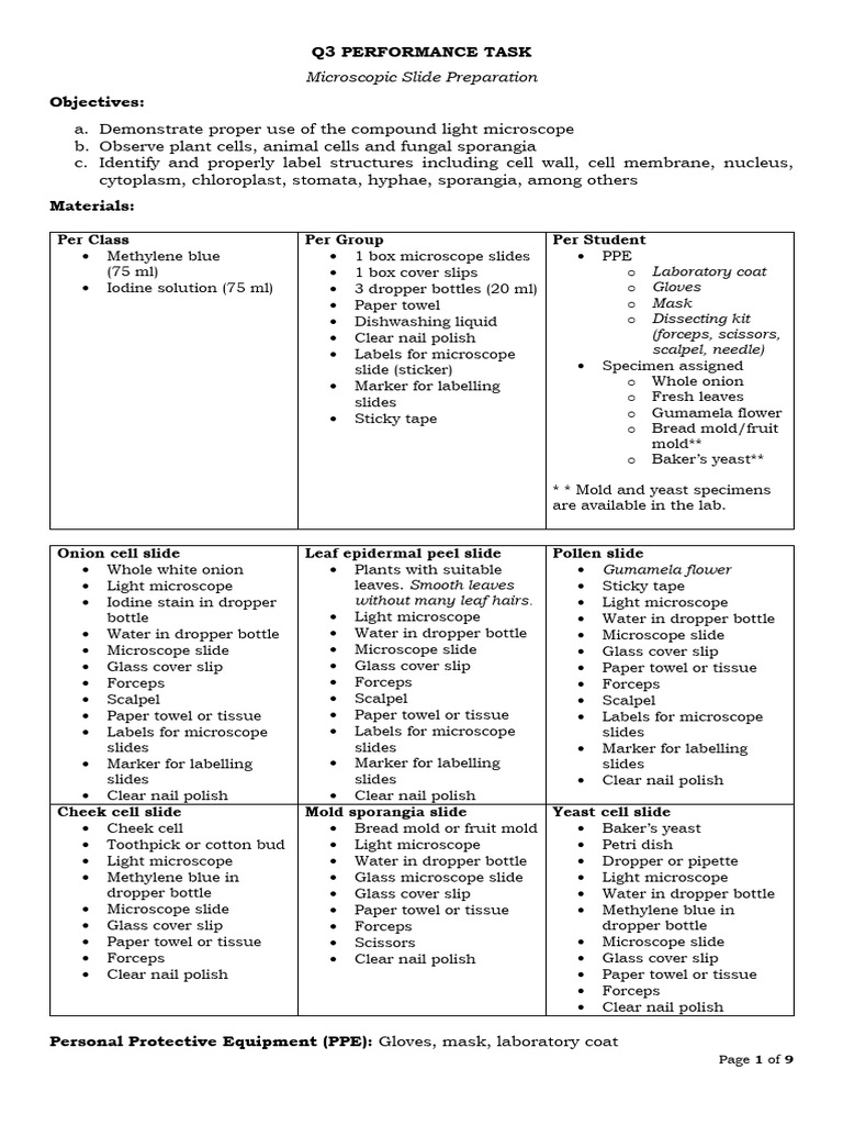 Q3 PTask Slide Preparation | PDF | Microscope | Staining