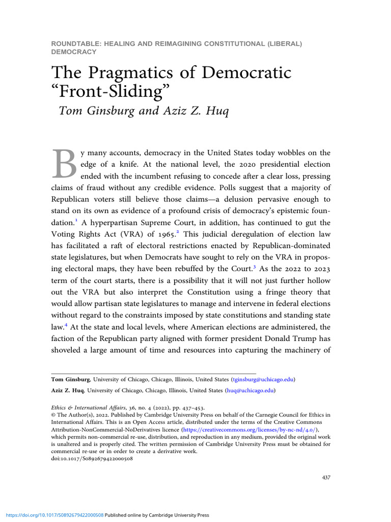 The Pragmatics of Democratic Front Sliding | PDF | Democracy ...