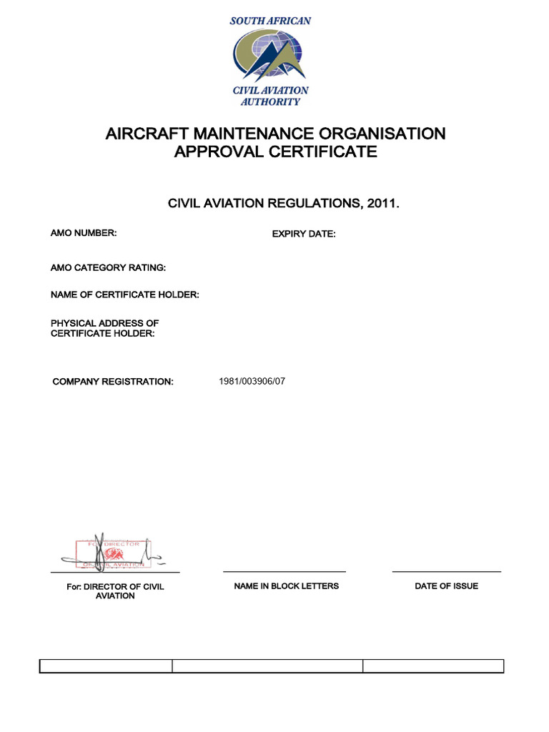 AMO Approval Certificate: Airbus SA | PDF