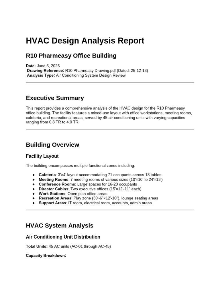 HVAC Design Analysis for Pharmeasy Office | PDF | Building Technology ...