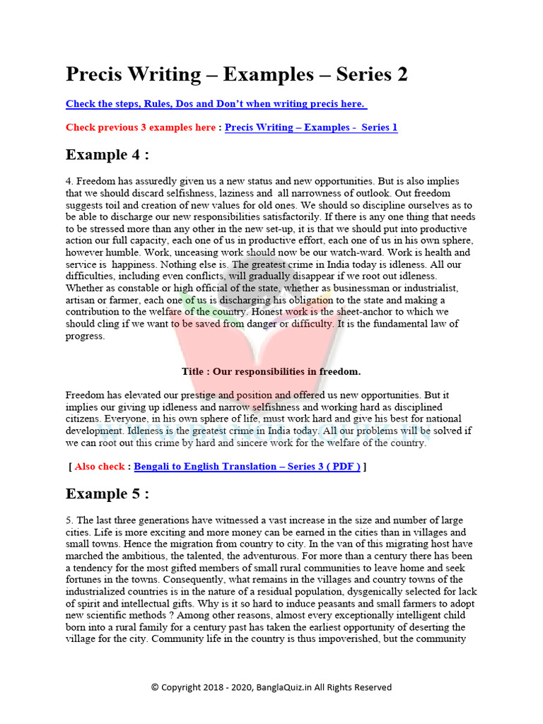 Precis Writing - Examples - Series 2 | PDF | Social Psychology