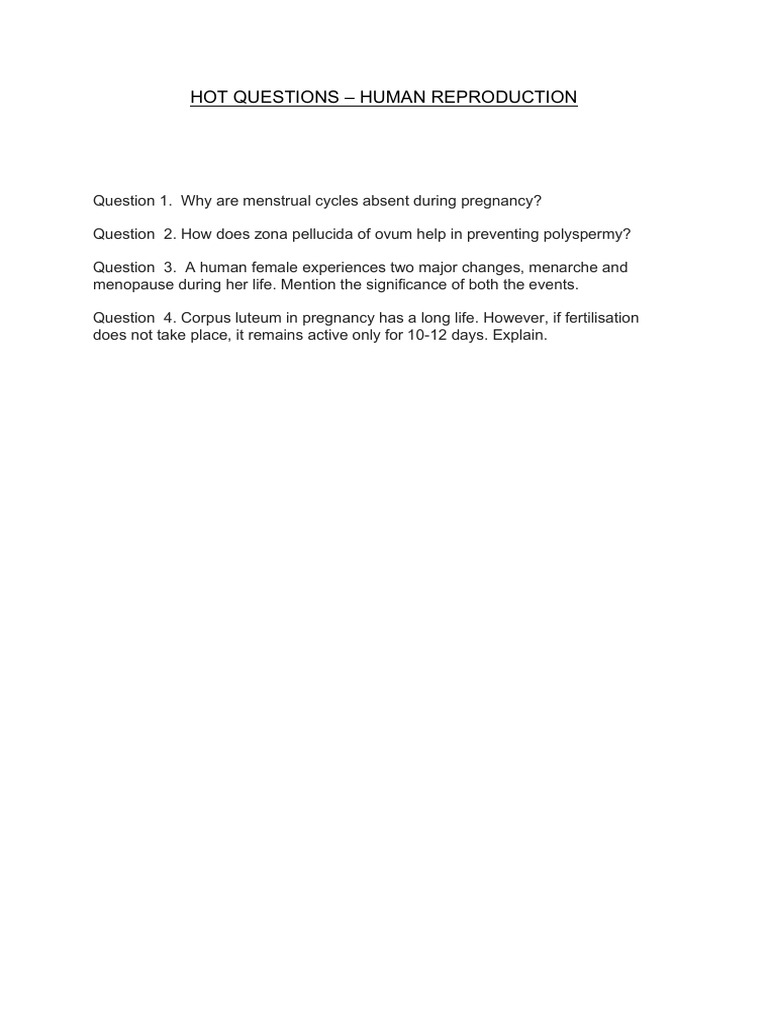 Key Questions on Human Reproduction | PDF