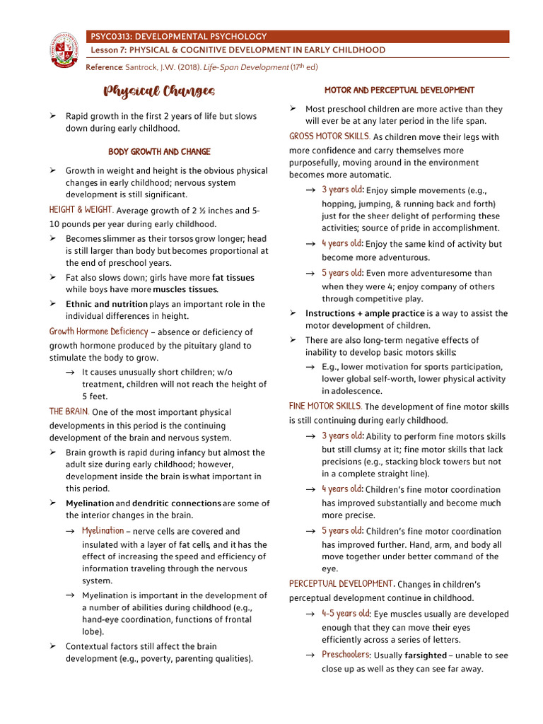 Week 7 - Physical and Cognitive Development in Early Childhood | PDF ...
