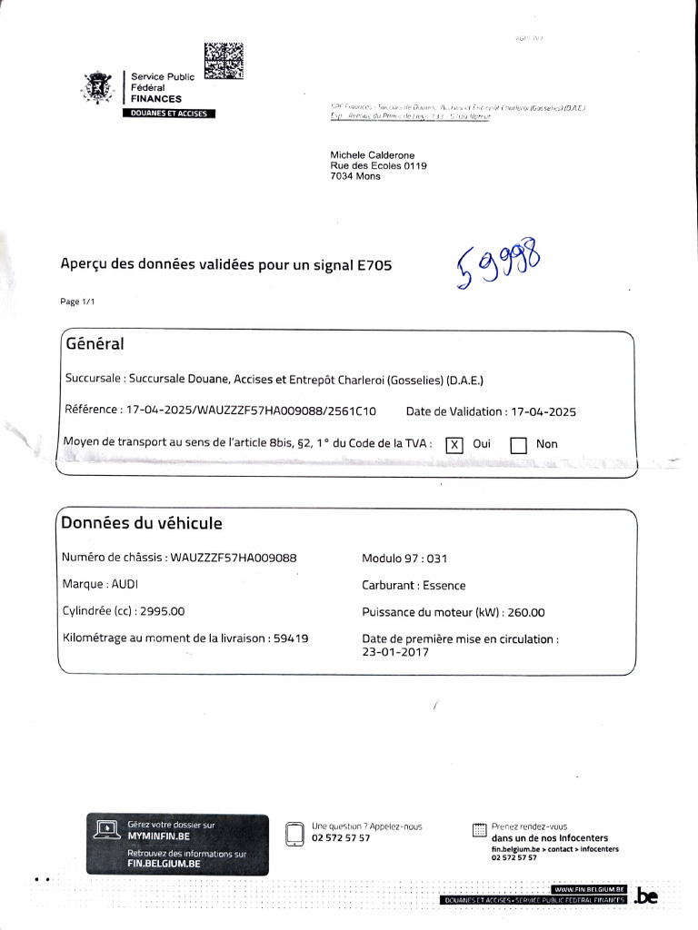Aperçu des données E705 Douanes Belgique | PDF