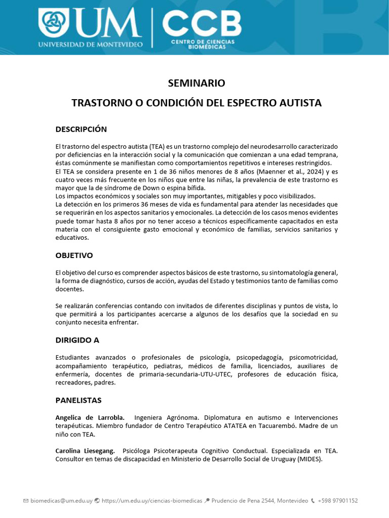Seminario sobre Trastorno del Espectro Autista | PDF | Autismo ...
