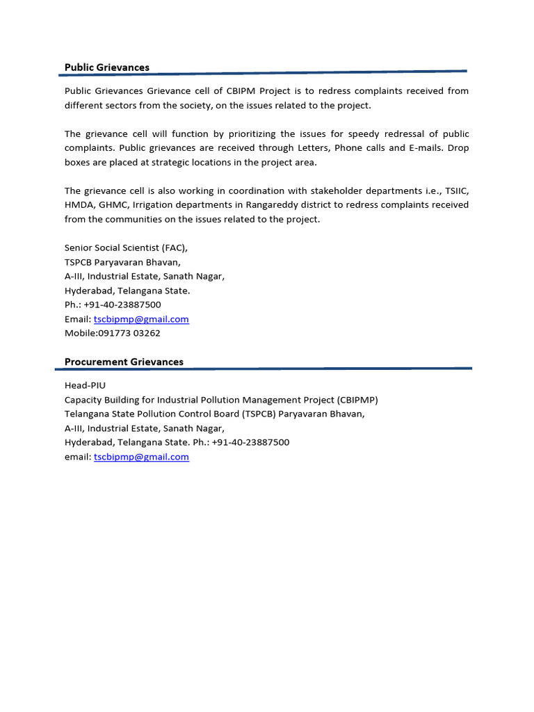 CMRO Grievance Redressal Process | PDF