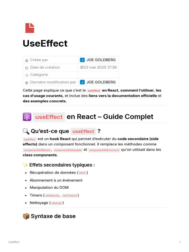 Guide sur useEffect en React | PDF | Développement de logiciel ...