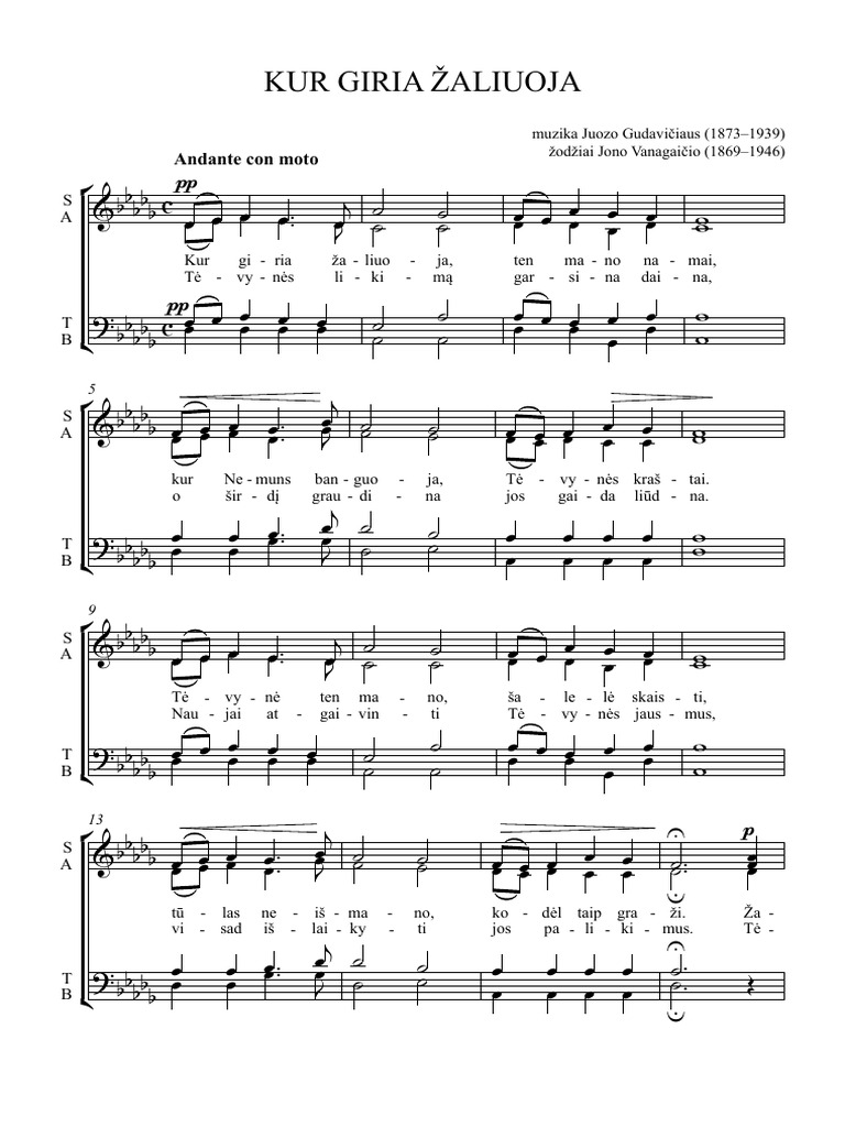 KUR GIRIA ŽALIUOJA Pataisytas Teksto Autorius - Full Score Mls46ho | PDF