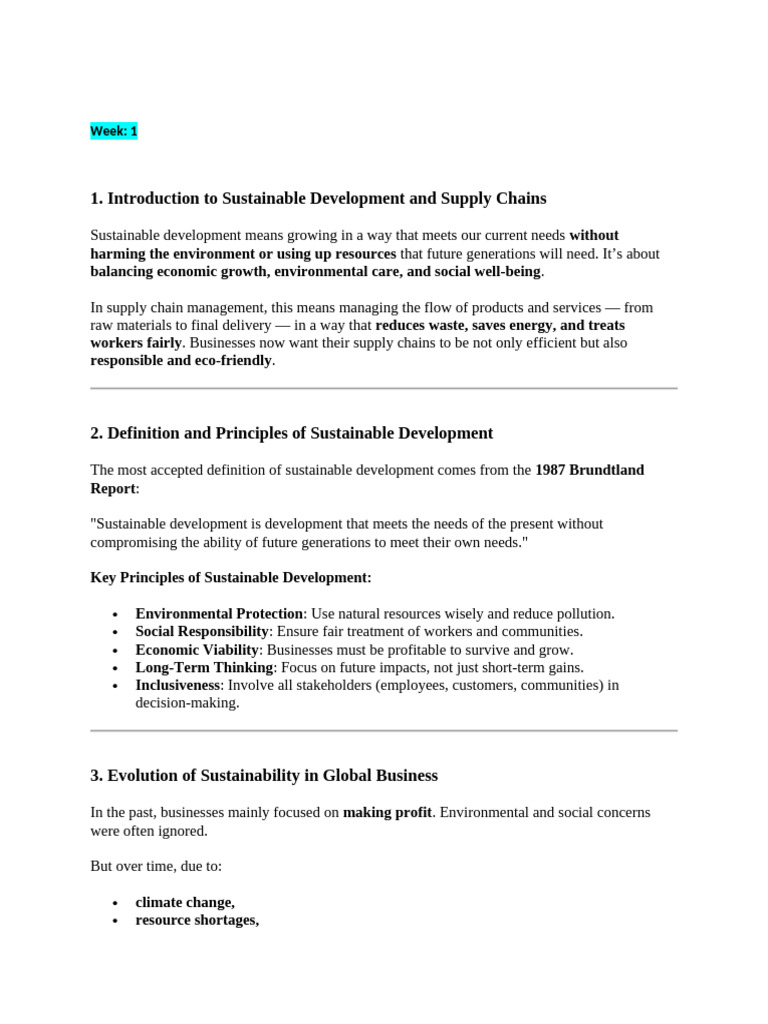 Exam Notes of Principle & Applications of Sustainable Development | PDF ...