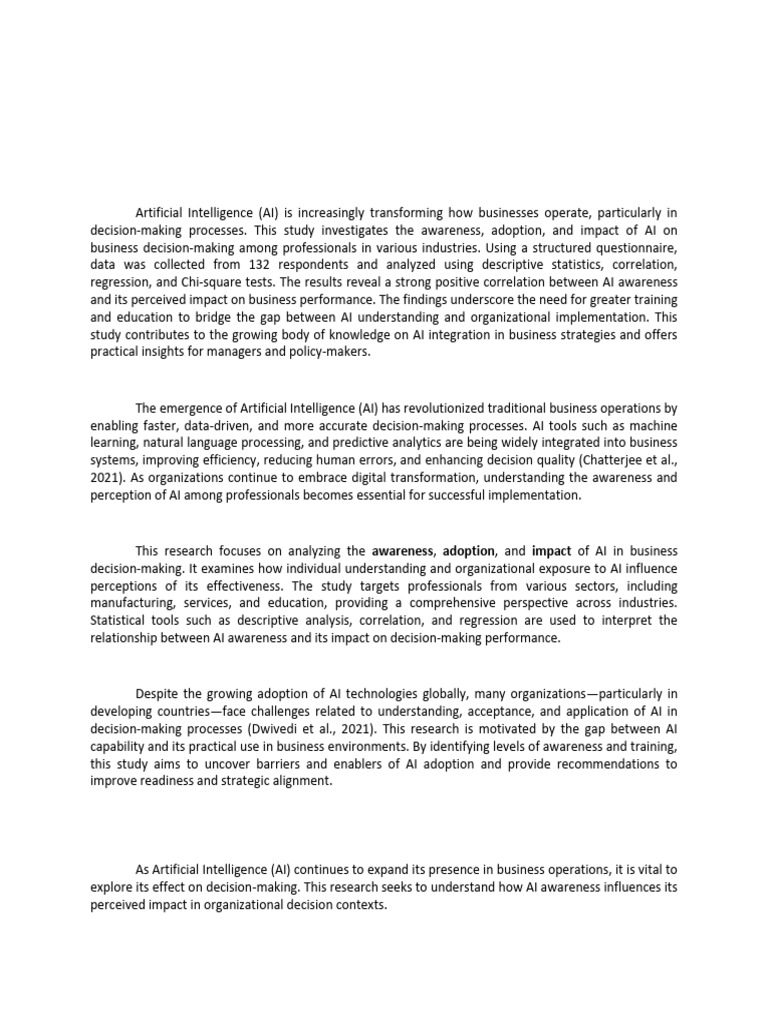 Report The Role of AI in Business Decision Making | PDF | Intelligence ...