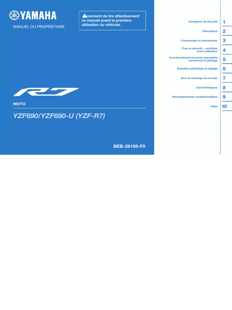 Manuel du propriétaire Yamaha R7 2022 | PDF